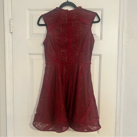 Windsor Dresses & Skirts - Chic Burgundy Lace Fit-and-Flare Dress - Size L